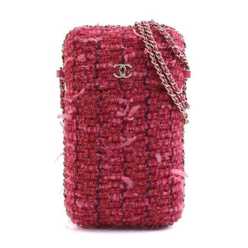 Pink Fabric Chanel Crossbody Bag