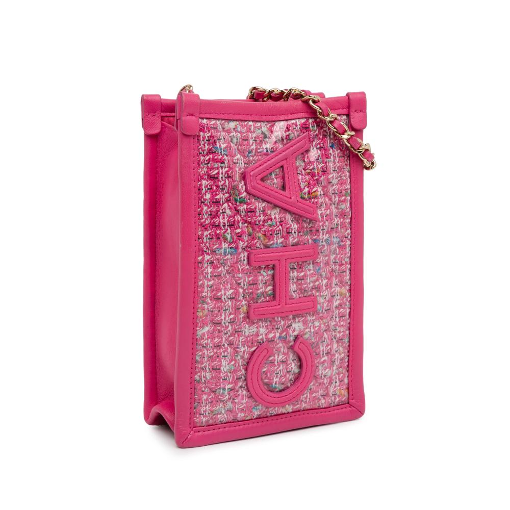 Pink Fabric Chanel Crossbody Bag