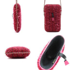 Pink Fabric Chanel Crossbody Bag
