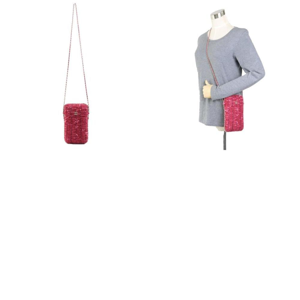Pink Fabric Chanel Crossbody Bag