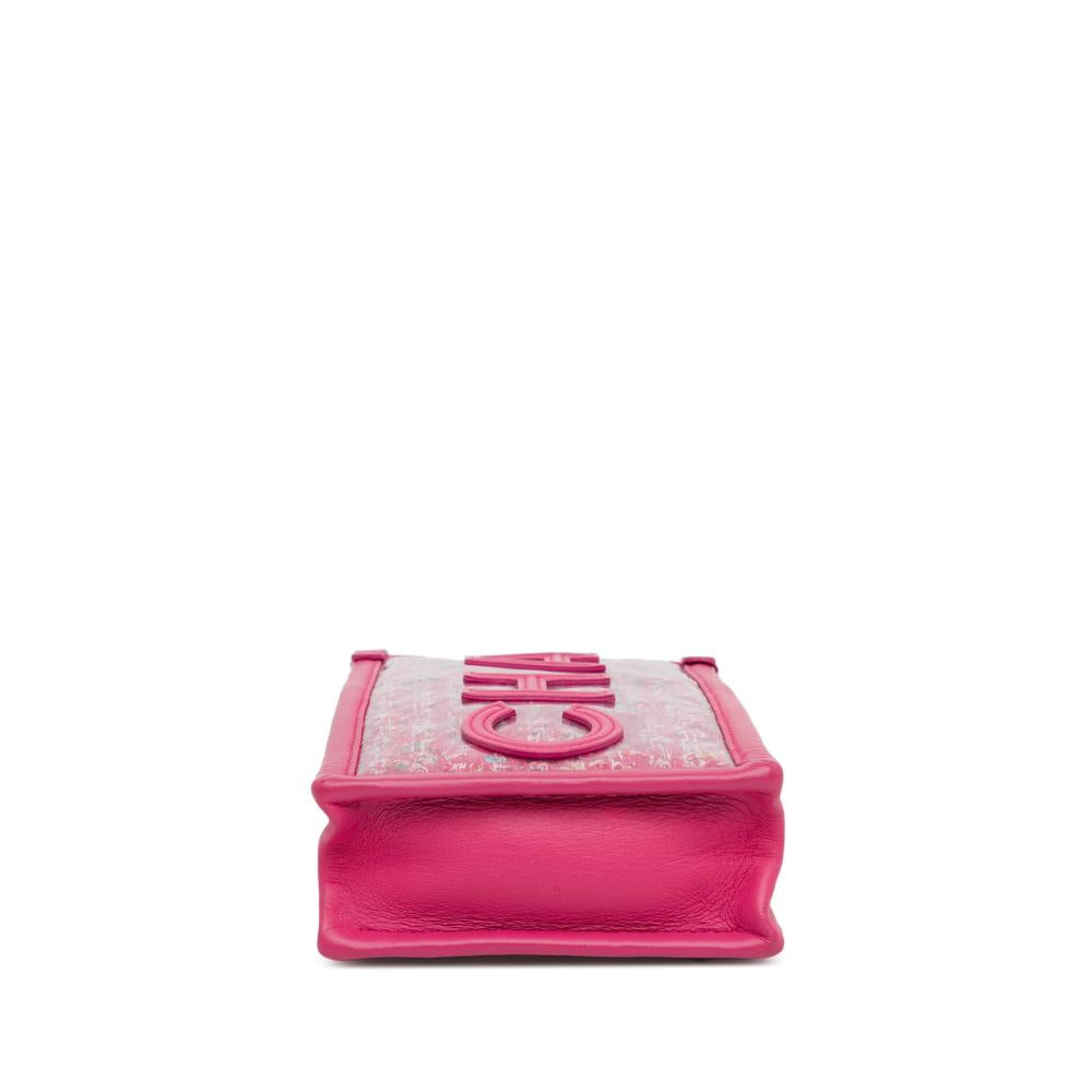 Pink Fabric Chanel Crossbody Bag