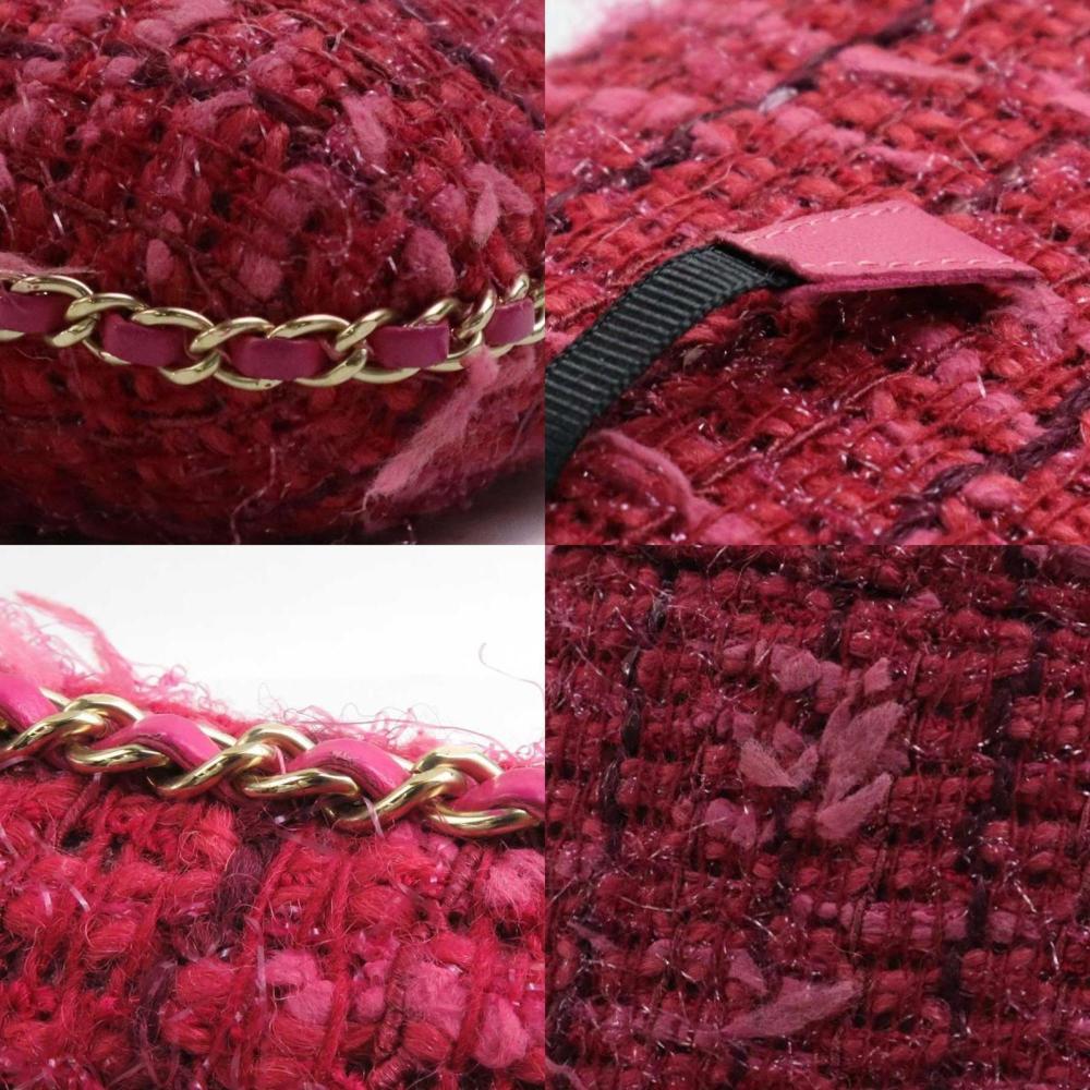 Pink Fabric Chanel Crossbody Bag