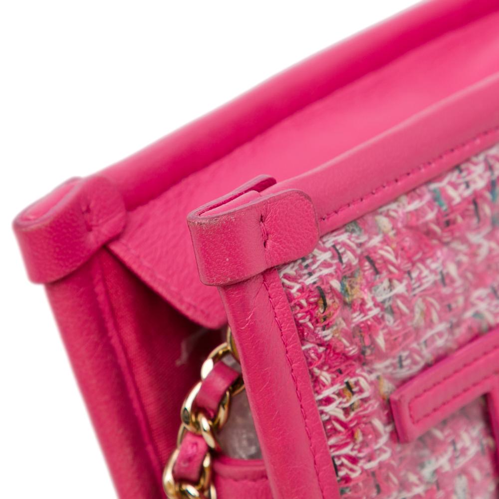 Pink Fabric Chanel Crossbody Bag