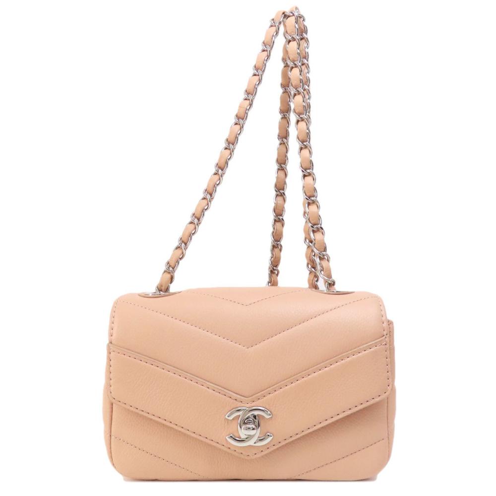Pink Fabric Chanel Shoulder Bag