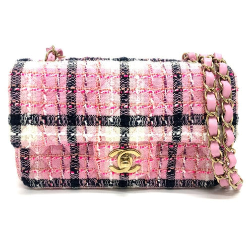 Pink Fabric Chanel Shoulder Bag