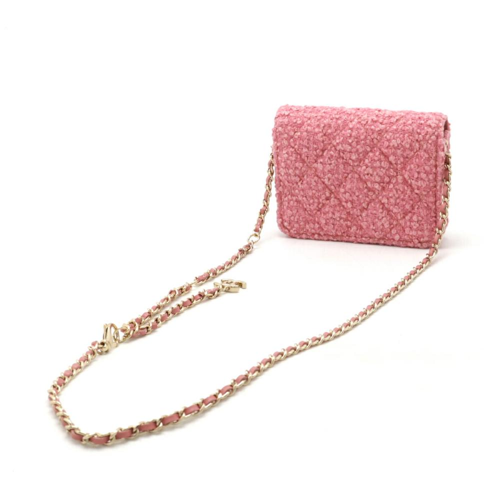 Pink Fabric Chanel Shoulder Bag
