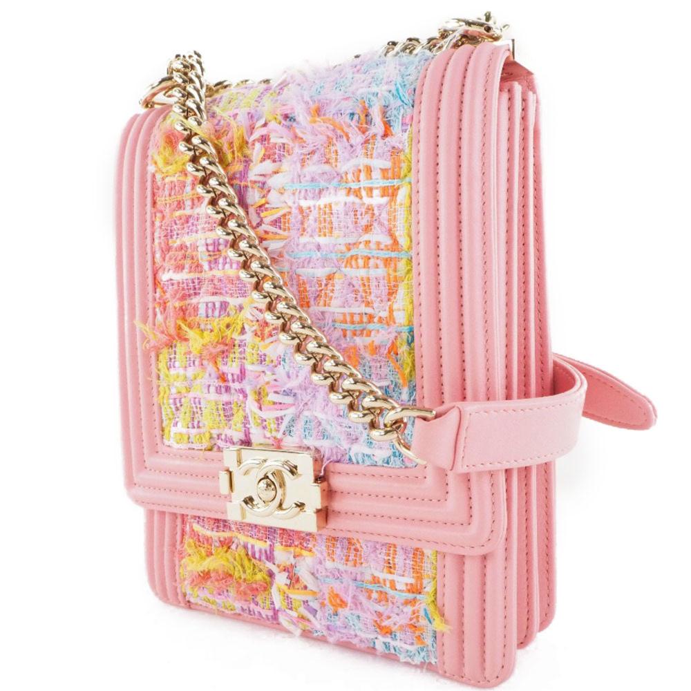 Pink Fabric Chanel Shoulder Bag