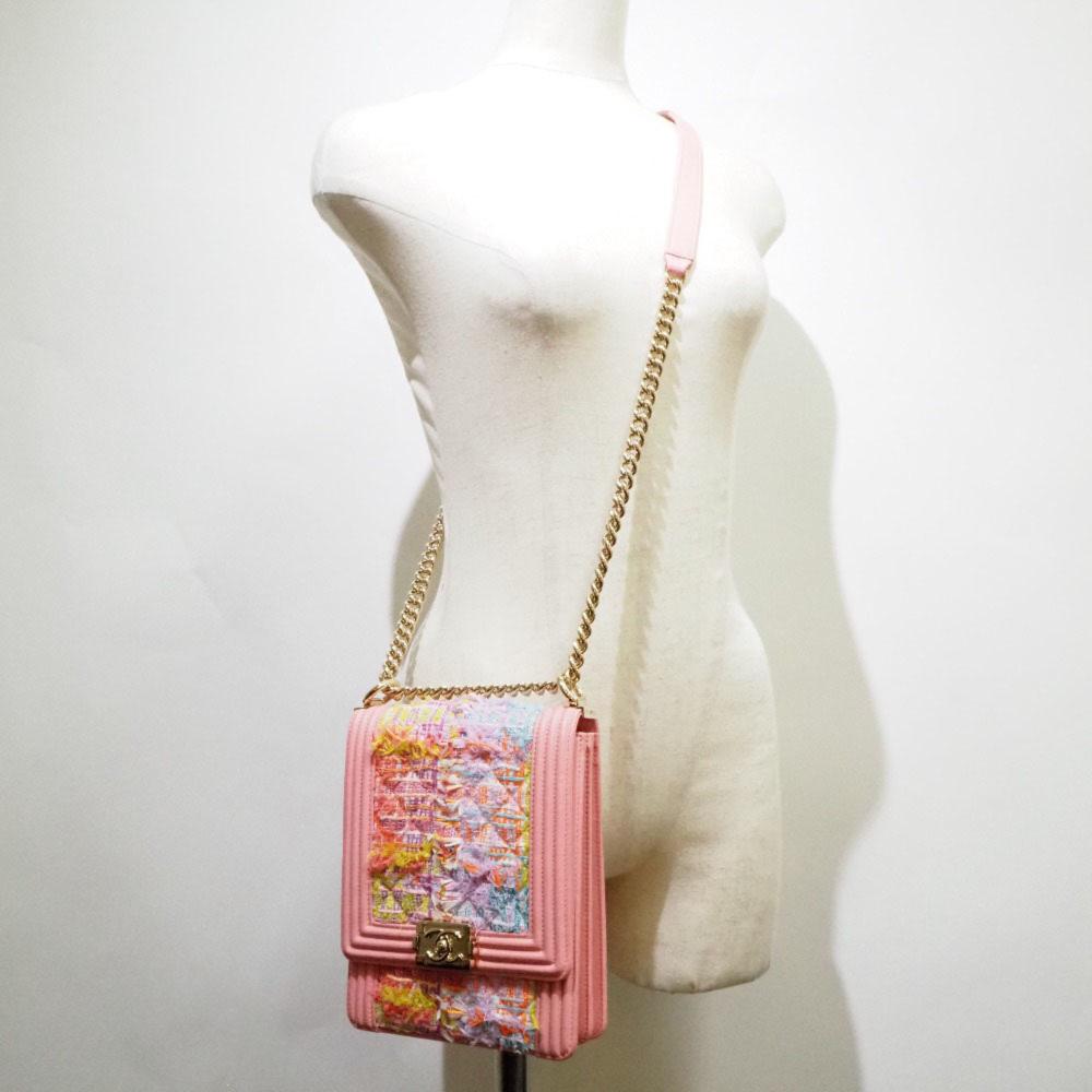 Pink Fabric Chanel Shoulder Bag