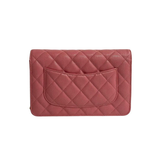 Pink Fabric Chanel Wallet On Chain