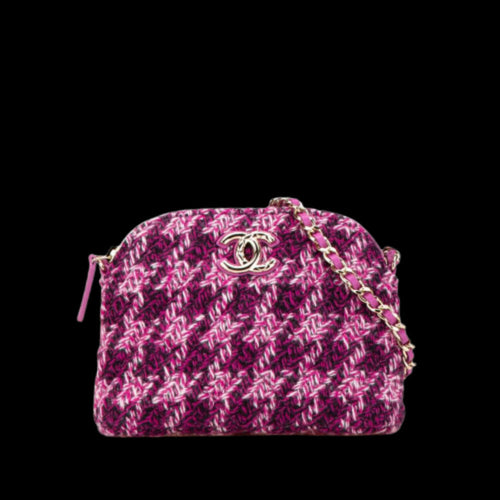 Pink Fabric Chanel Wallet On Chain