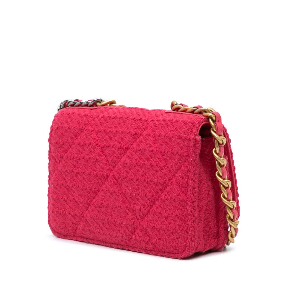 Pink Fabric Chanel Wallet On Chain