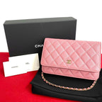 Pink Fabric Chanel Wallet On Chain