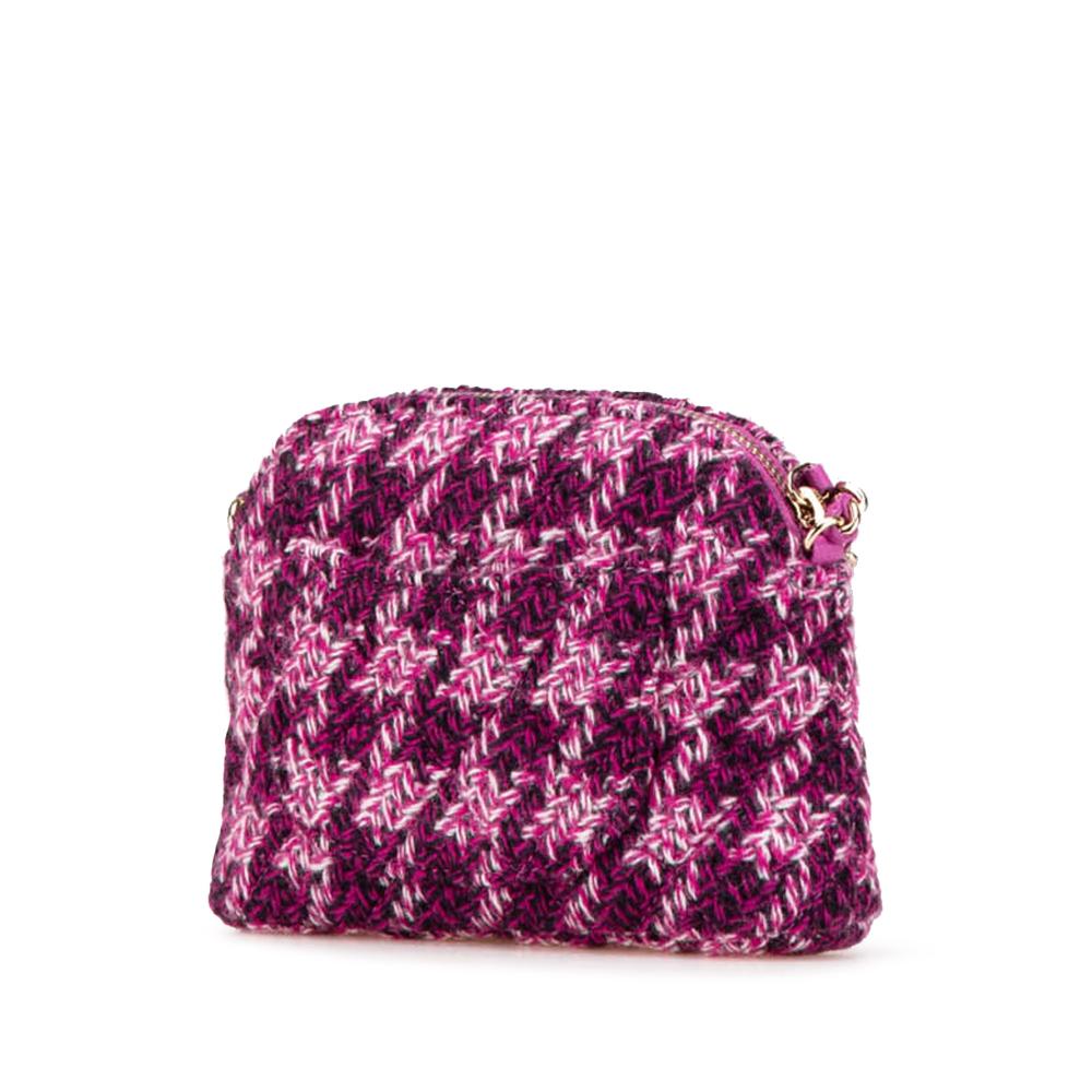 Pink Fabric Chanel Wallet On Chain