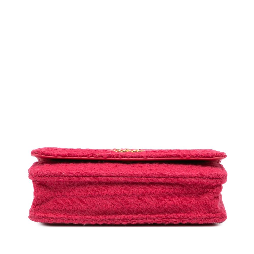 Pink Fabric Chanel Wallet On Chain