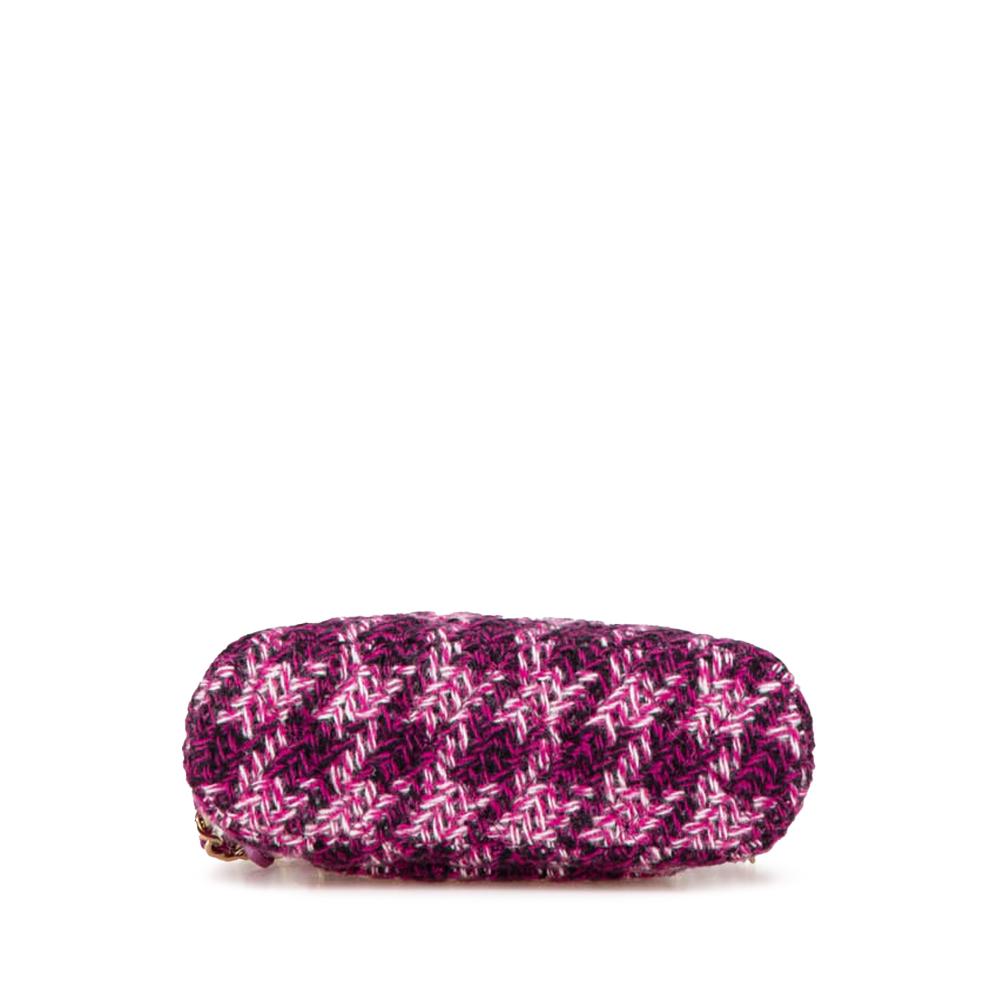 Pink Fabric Chanel Wallet On Chain