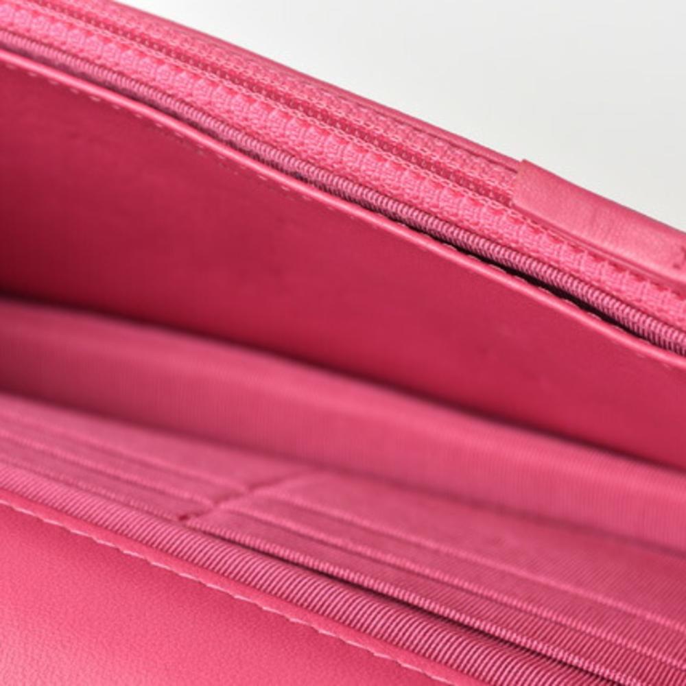 Pink Fabric Chanel Wallet On Chain