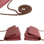 Pink Fabric Chanel Wallet On Chain