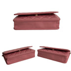 Pink Fabric Chanel Wallet On Chain