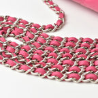 Pink Fabric Chanel Wallet On Chain