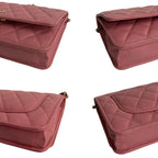 Pink Fabric Chanel Wallet On Chain