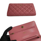 Pink Fabric Chanel Wallet On Chain