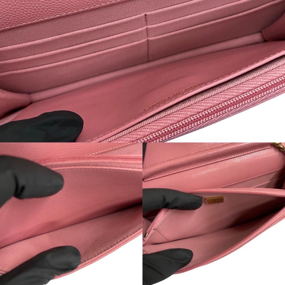 Pink Fabric Chanel Wallet On Chain