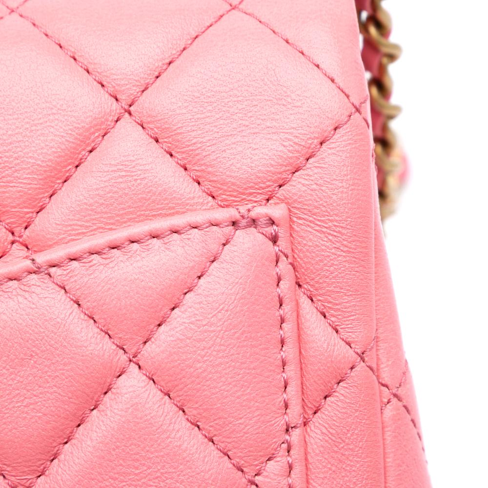 Pink Leather Chanel Flap Bag