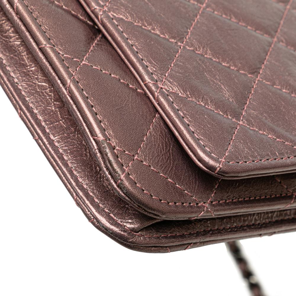 Pink Leather Chanel Wallet On Chain