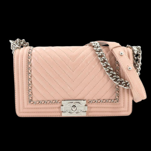 Pink Leather Chanel Travel Bag