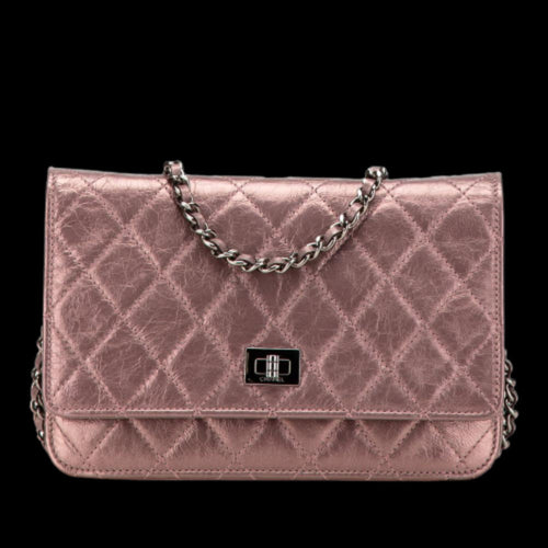 Pink Leather Chanel Wallet On Chain
