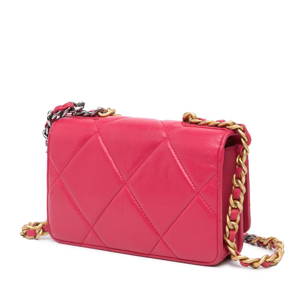 Pink Leather Chanel Wallet On Chain
