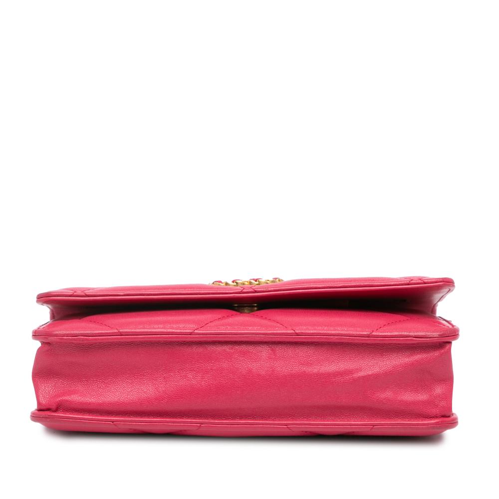Pink Leather Chanel Wallet On Chain