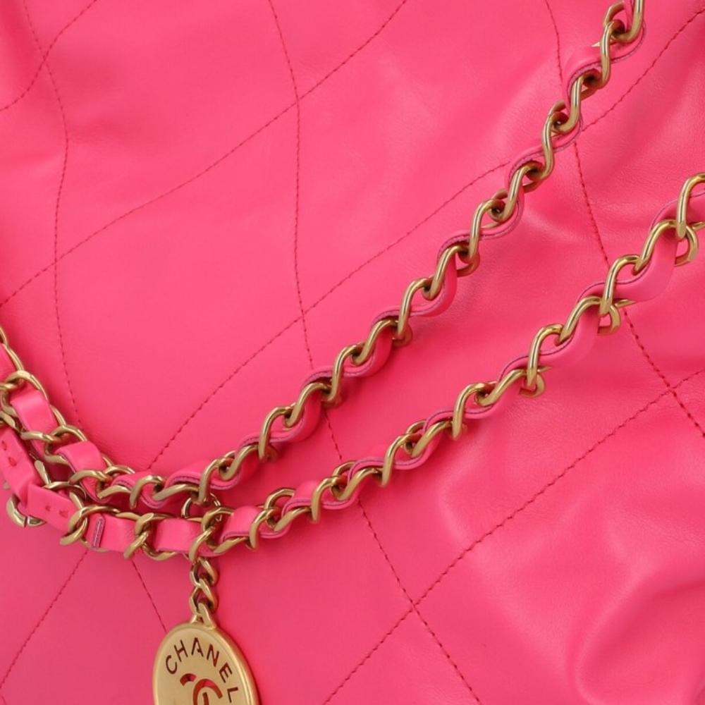 Pink Leather Chanel Bucket Bag