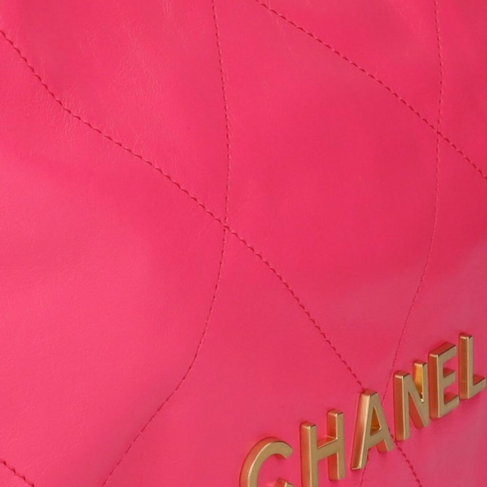 Pink Leather Chanel Bucket Bag