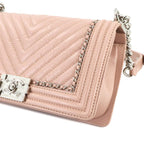 Pink Leather Chanel Travel Bag