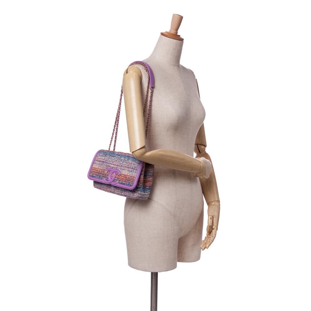 Purple Fabric Chanel Flap Bag