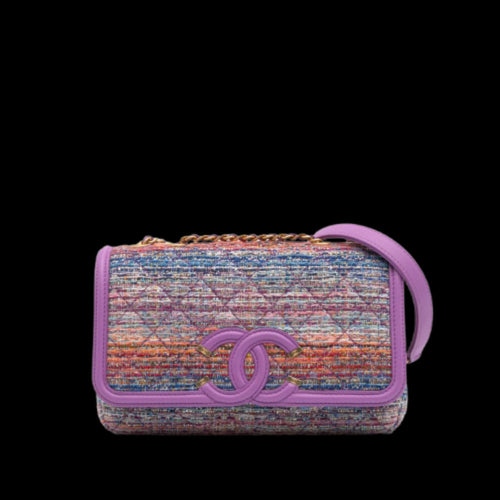 Purple Fabric Chanel Flap Bag