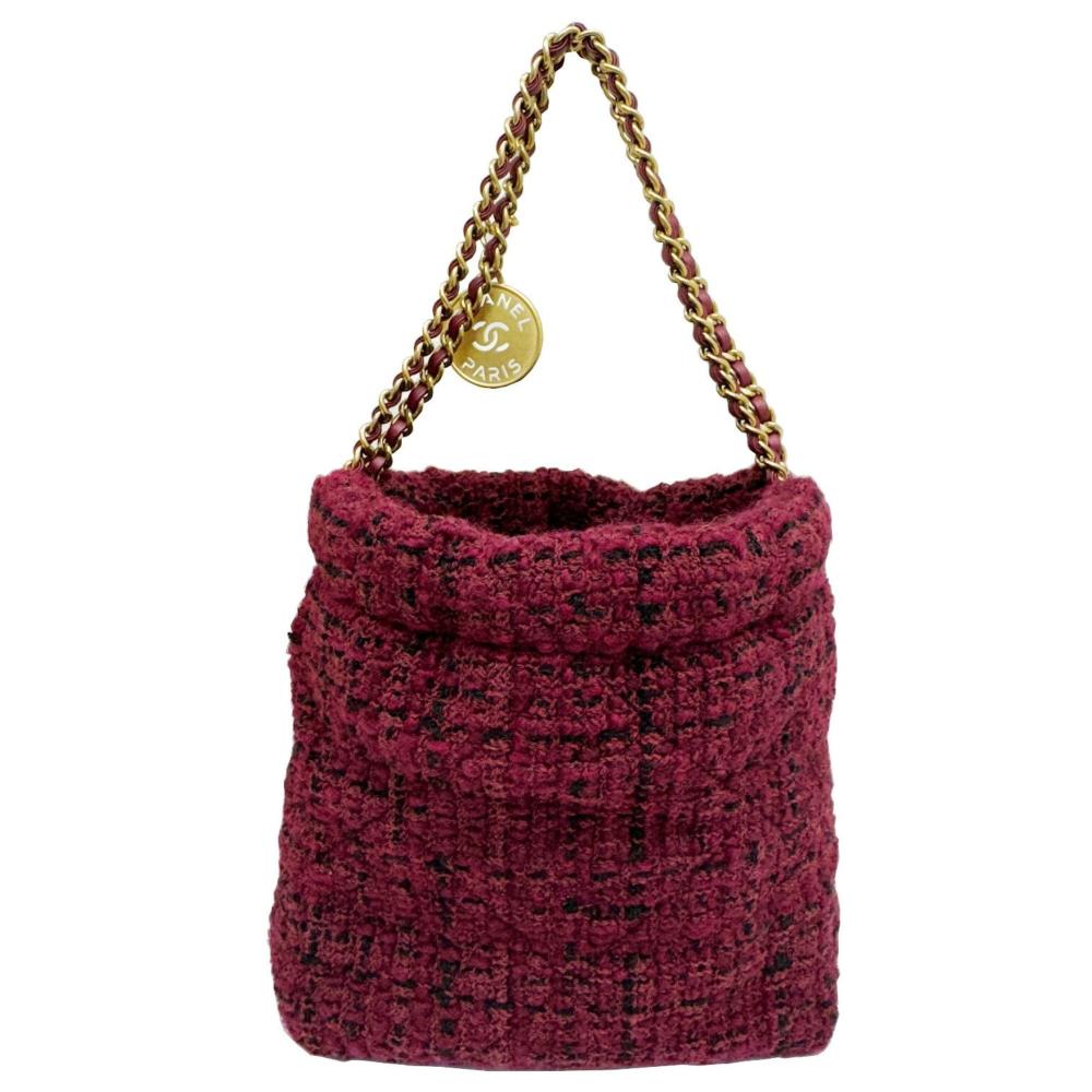 Purple Fabric Chanel Shoulder Bag
