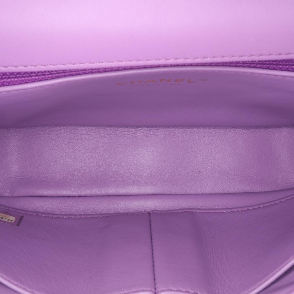 Purple Fabric Chanel Flap Bag