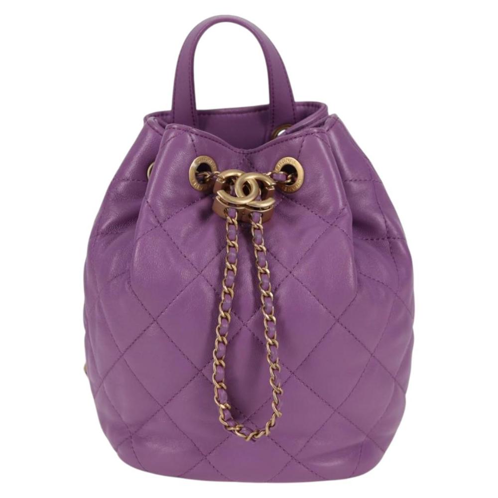 Purple Leather Chanel Backpack