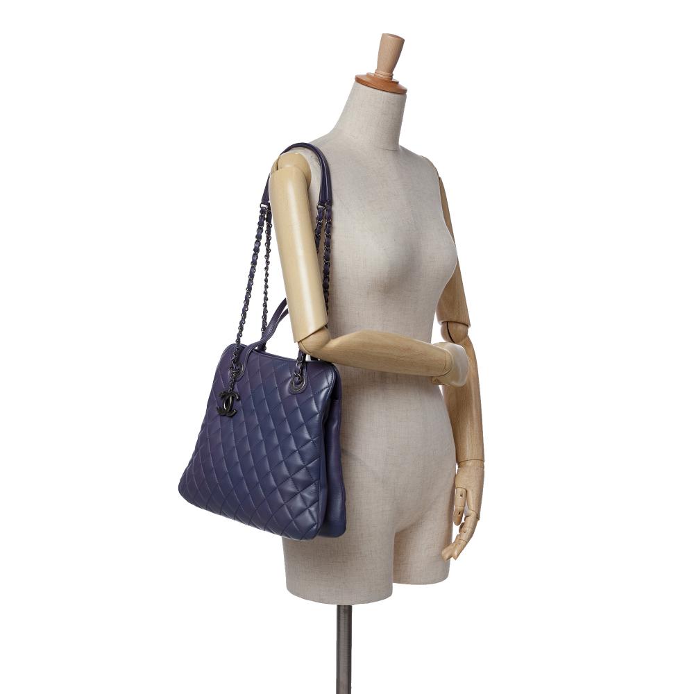 Purple Leather Chanel Tote