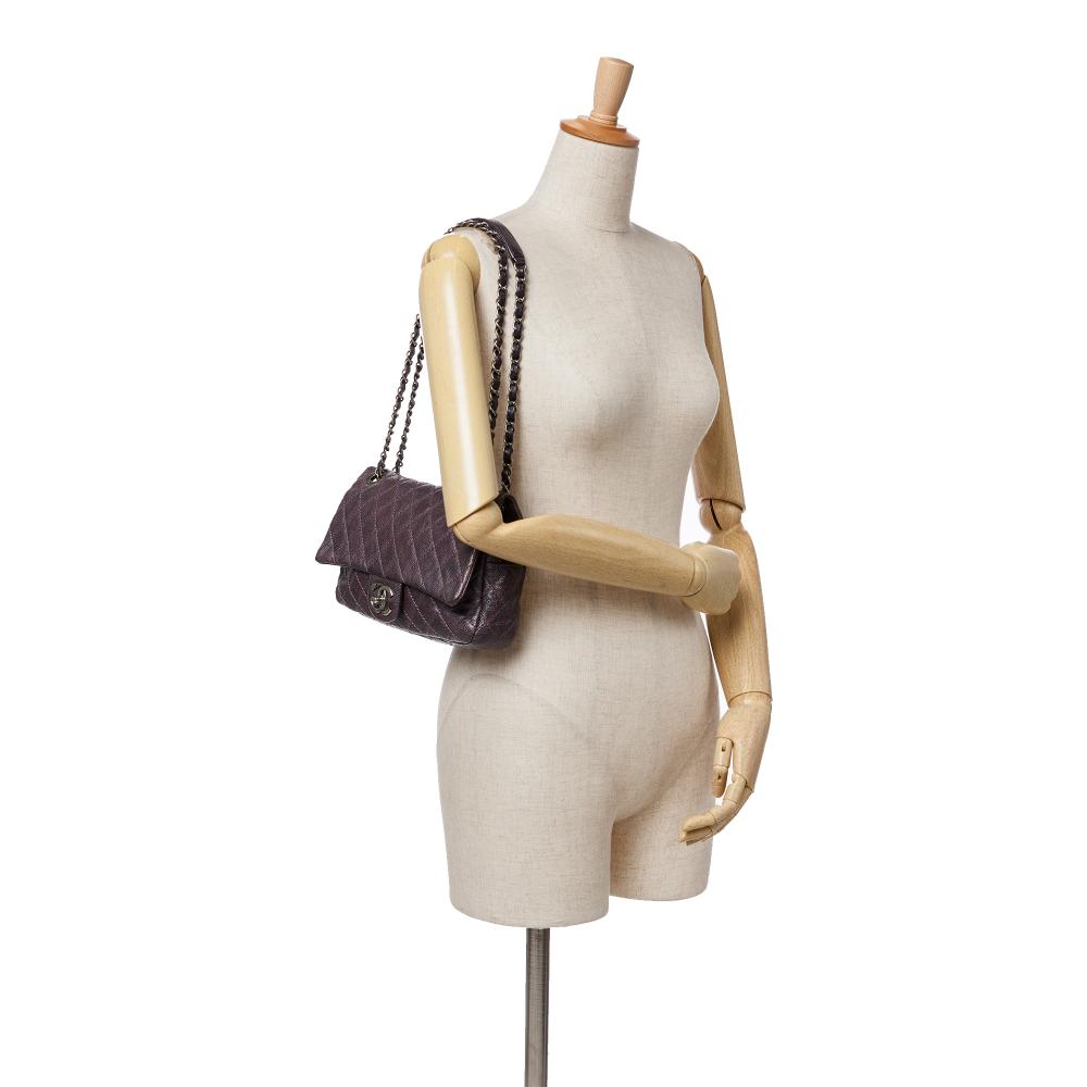 Purple Leather Chanel Flap Bag