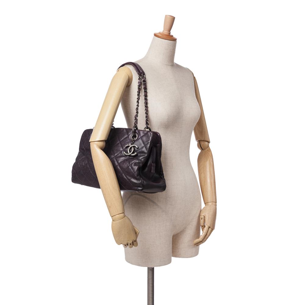 Purple Leather Chanel Tote