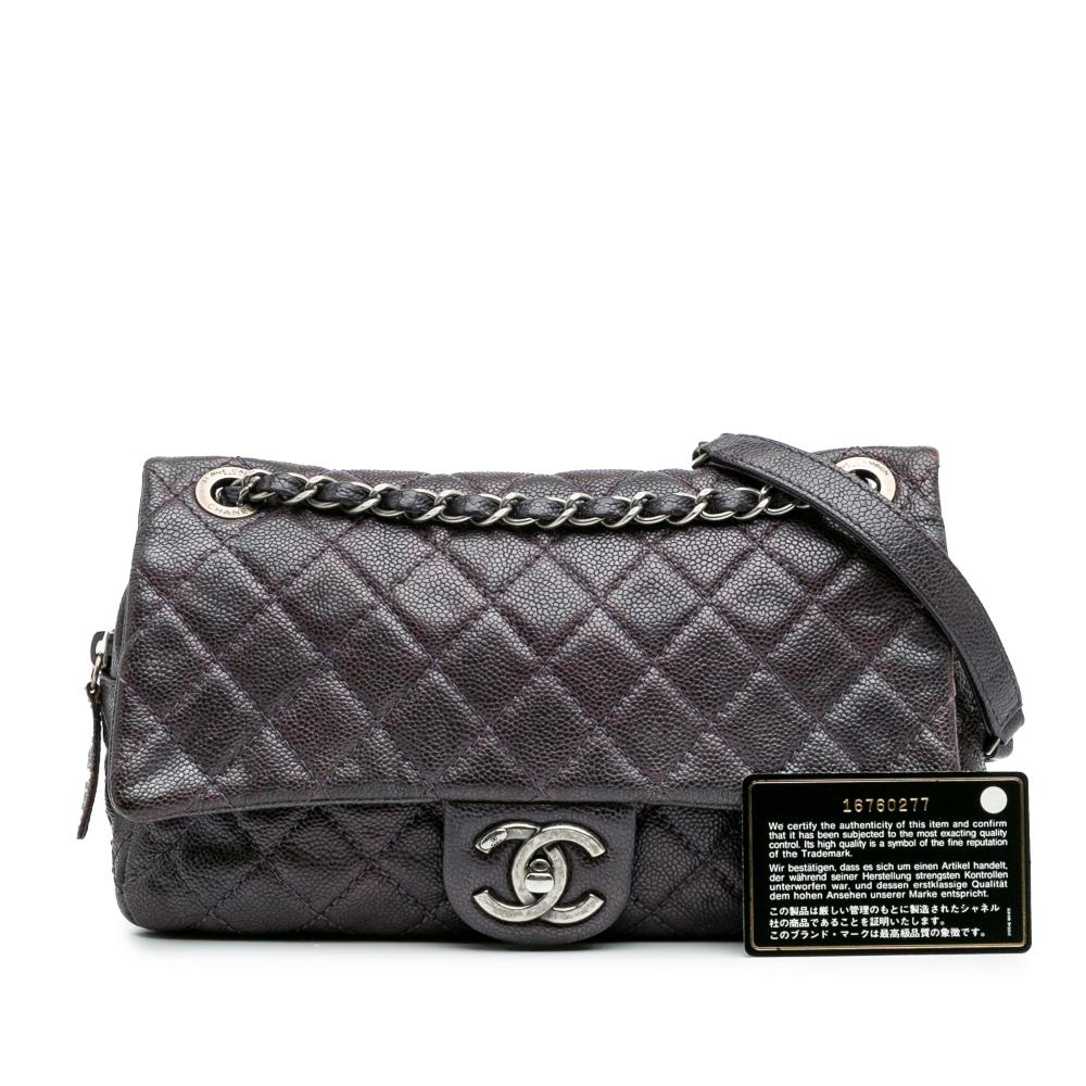 Purple Leather Chanel Flap Bag