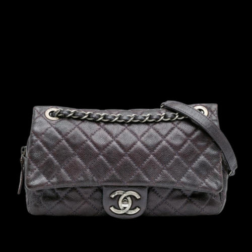 Purple Leather Chanel Flap Bag