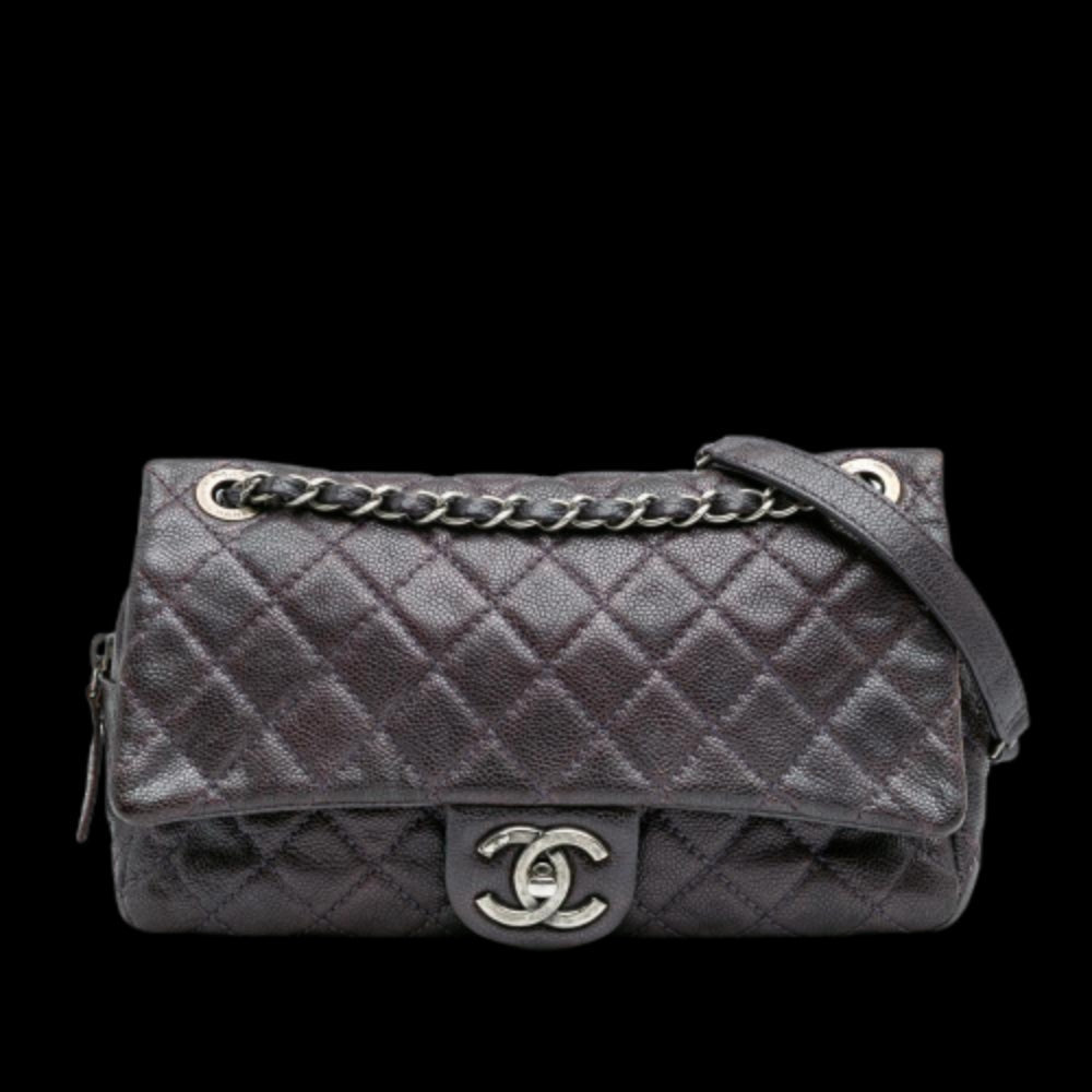 Purple Leather Chanel Flap Bag