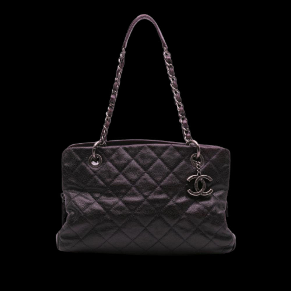 Purple Leather Chanel Tote