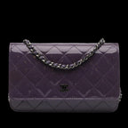Purple Leather Chanel Wallet On Chain