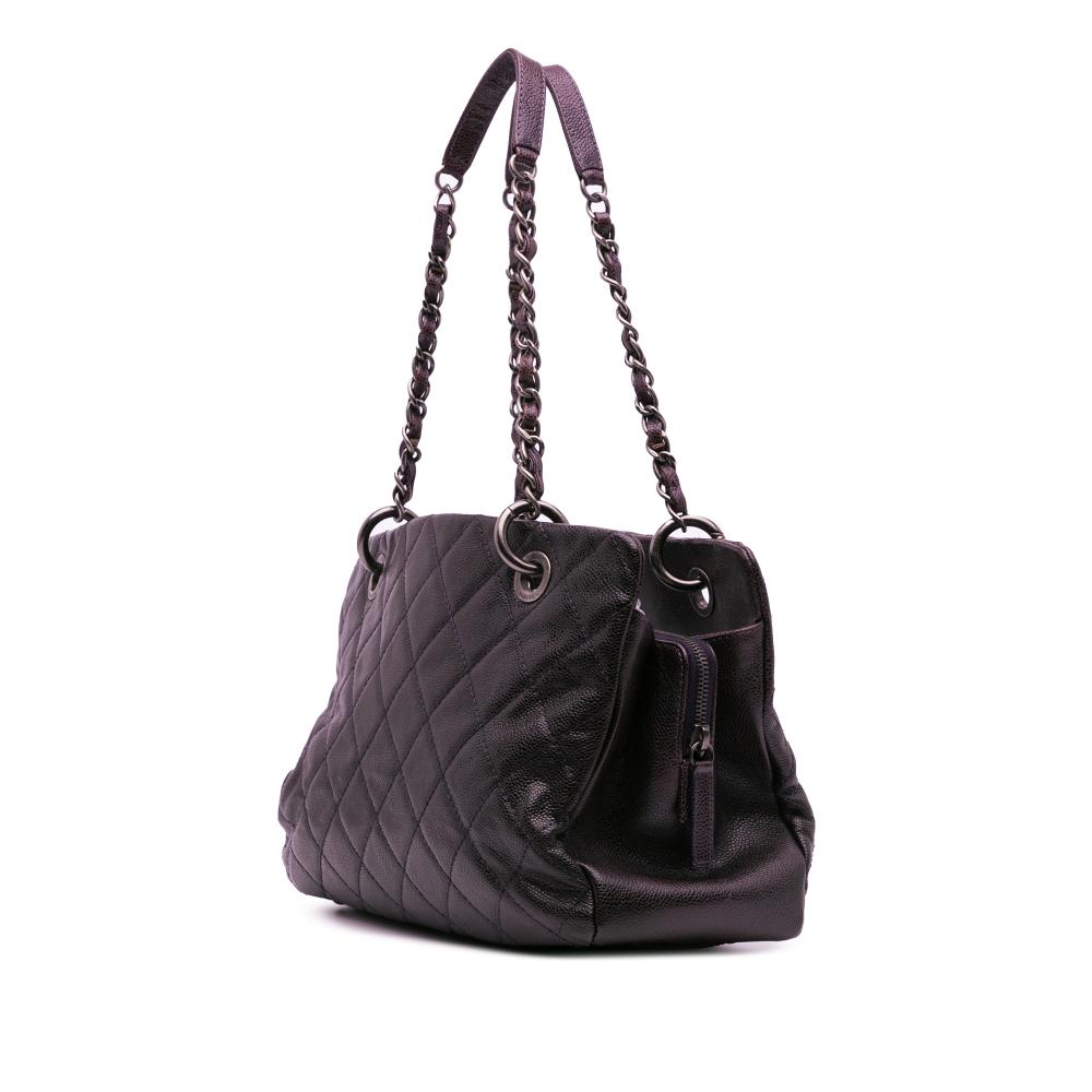 Purple Leather Chanel Tote