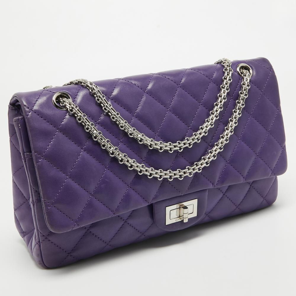 Purple Leather Chanel Flap Bag
